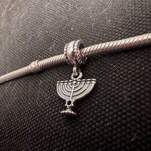 925 Menorah Jewish Dangle Pandora Charm